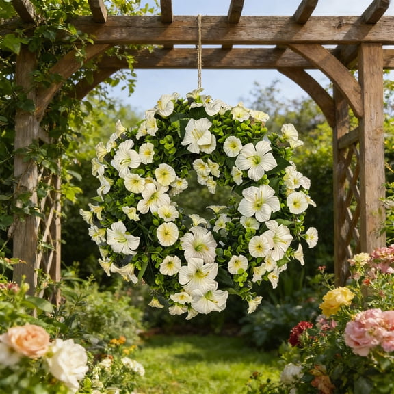 Staron Winter Wreath, Artificial Frosted Greenery Wreath with Berries, Holiday Decor for Front Door Wall Fireplace Indoor Outdoor