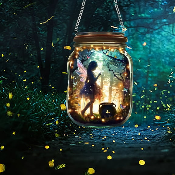 Staron Wishing Bottle Outdoor Hanging Pendant Decor, Psychedelic Window Ornament for Garden Patio Balcony, Glass Art Hanging Decoration