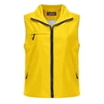 thumbnail image 1 of Staron Women Breathable Fishing Vest Sleeveless Zip Collared Casual Loose Outdoor Travel Hiking Waistcoat, Yellow 4XL, 1 of 4