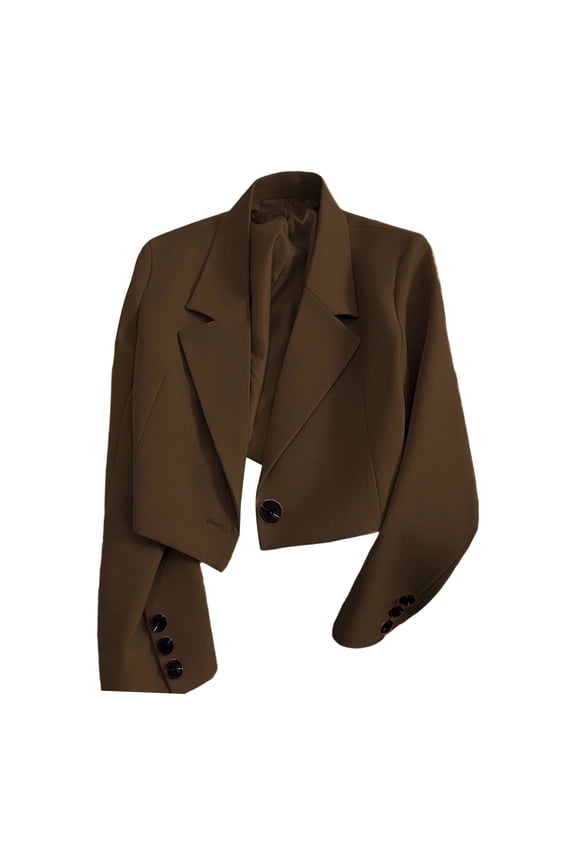 Women's Long Sleeves Blazer Solid Loose, Round Neck Casual Jacket with Breathable Lightweight Fabric, Commute Office Coat for Summer Daily Wear