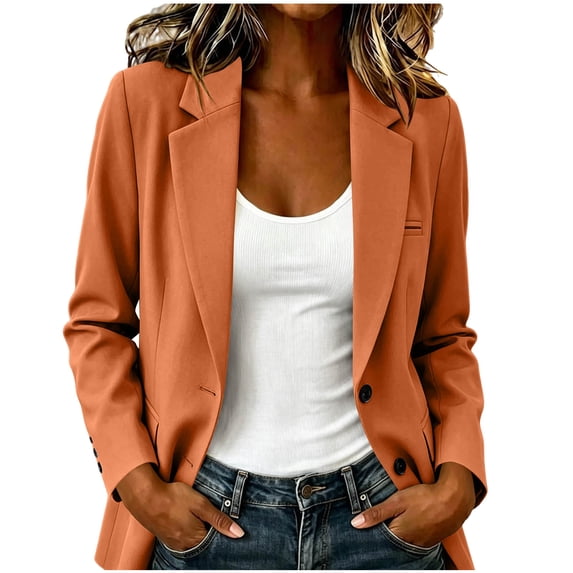 Staron Women Button Down Long Sleeve Blazer Jacket Casual Business Work Loose Fit Suit Jacket Office Career Blazer, Gold 3XL