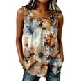 thumbnail image 1 of Staron Women Button Down Round Neck Sleeveless Floral Boho Casual Vacation Beach Loose Tops Blouse, XXL, 1 of 6