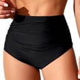thumbnail image 1 of Staron Women High Waist Bikini Bottoms Solid Color Swimsuit Swim Pants Casual Beach Bathing Shorts, Black XL, 1 of 7