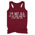 thumbnail image 1 of Staron Women Racerback Tank Tops Summer Funny Graphic Sleeveless Loose Crop Top Casual Beach Workout Vest, Wine M, 1 of 5