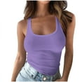 thumbnail image 1 of Staron Women Ribbed Square Neck Sleeveless Solid Basic Casual Slim Tank Tops Crop Tops Summer Workout Tees, Purple 5XL, 1 of 6