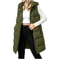 thumbnail image 1 of Staron Women Winter Sleeveless Hooded Down Jacket Casual Quilted Puffer Vest Coat with Zipper Pockets Solid Color Warm Outerwear Army Green XXL, 1 of 7