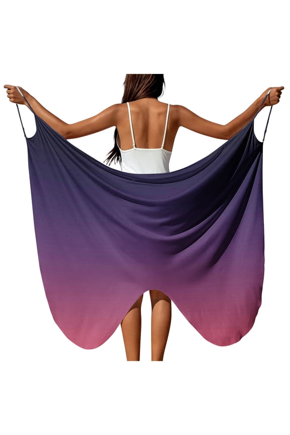 Women's Beach Cover Up Sarong Wrap Dress Sheer Draped Adjustable Strap High Slit Casual Vacation Resort Wear, Purple XXL