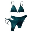 thumbnail image 1 of Staron Women's Bikini Set Solid Color Backless Strappy Bandeau Swimsuit with Removable Padded Bra High Cut Two Piece Bathing Suit for Beach Vacation Pool Party, Army Green S, 1 of 4