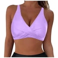 thumbnail image 1 of Staron Women's Bikini Swimsuit Push-Up Padded Cross Back Halter Top High Cut Bikini Top for Beach Vacation Pool, Purple M, 1 of 4