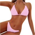 thumbnail image 1 of Staron Women's Bikini Swimsuit Set Push Up Padded Triangle Two Piece High Cut Bathing Suit for Beach Vacation Pool Party, Pink M, 1 of 7