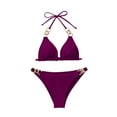 thumbnail image 1 of Staron Women's Bikini Swimsuit Set Push Up Padded Triangle Two Piece High Cut Bathing Suit for Beach Vacation Pool Party, Purple L, 1 of 7