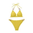 thumbnail image 1 of Staron Women's Bikini Swimsuit Set Push Up Padded Triangle Two Piece High Cut Bathing Suit for Beach Vacation Pool Party, Yellow M, 1 of 7