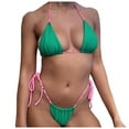 thumbnail image 1 of Staron Women's Bikini Swimsuit Set Triangle Tie Side High Cut Two Piece Beach Vacation Push Up Padded Swimwear, Green XL, 1 of 5