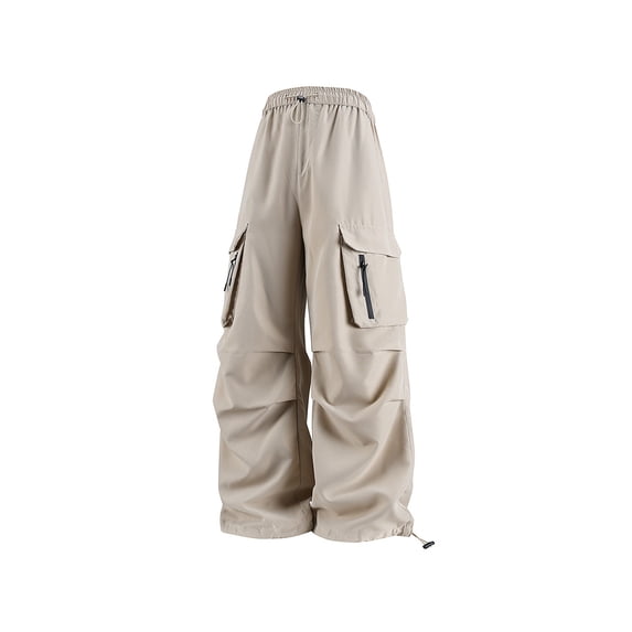 Staron Women's Cargo Pants with Multiple Pockets Drawstring Waist Loose Casual Breathable Outdoor Sports Hiking Workout Jogger Pants, Khaki L