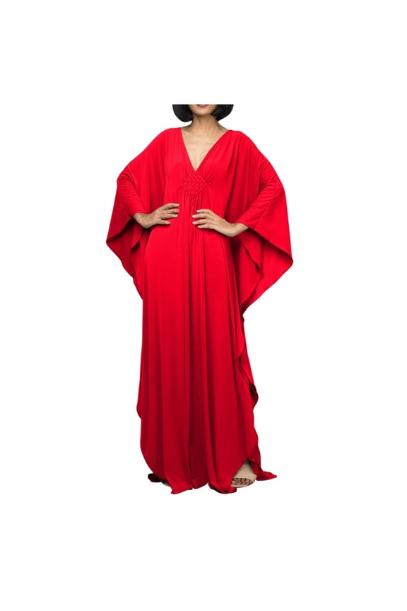 Women's Casual Beach Cover Up Knit Fringe Robe Short Sleeve Loose Oversized Vacation Travel Boho Kimono, Red FREE SIZE