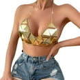 thumbnail image 1 of Staron Women's Casual Fashion Nightclub Acrylic Sequin Bikini Camisole V Neck Sleeveless Loose Party Tank Top, Gold FREE SIZE, 1 of 7