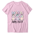 thumbnail image 1 of Staron Women's Casual Loose Fit Easter Print Round Neck Short Sleeve T-Shirt Basic Fashion Graphic Tee, Pink S, 1 of 5