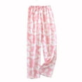 thumbnail image 1 of Staron Women's Casual Loose High Waist Tie-Dye Pocket Drawstring Trousers Fashion Streetwear Joggers, Pink XL, 1 of 3