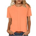 thumbnail image 1 of Staron Women's Casual Loose Round Neck Short Sleeve T-Shirt Top Solid Color Basic Comfy Relaxed Fashion Tee, Orange S, 1 of 7