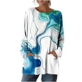 thumbnail image 1 of Staron Women's Casual Loose Short Sleeve Round Neck Top with Pockets Print Blouse Fashion Streetwear Tunic, L, 1 of 7