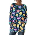 thumbnail image 1 of Staron Women's Casual Loose Short Sleeve Round Neck Top with Pockets Print Fashion Streetwear Tunic Blouse, XXL, 1 of 7