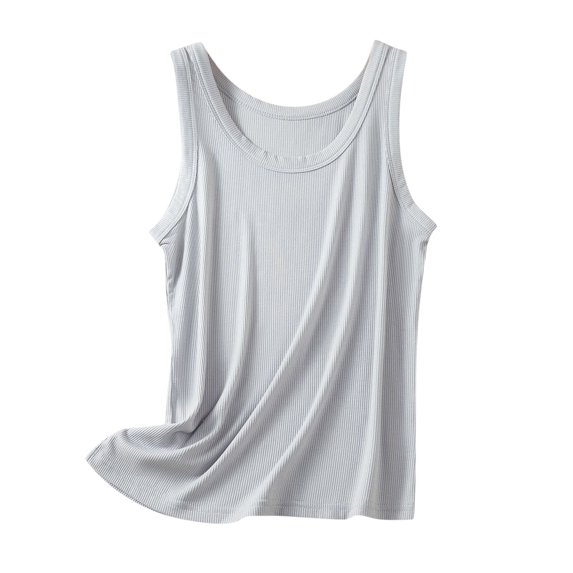 Staron Women's Casual Loose Sleeveless Round Neck T-Shirt Basic Comfy Solid Color Tank Top Home Wear Relaxed Thin Blouse, Gray XXL
