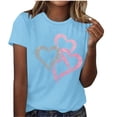 thumbnail image 1 of Staron Women's Casual Printed Short Sleeve Round Neck T-Shirt Funny Graphic Tee Loose Comfy Festival Top, Light Blue XXL, 1 of 4