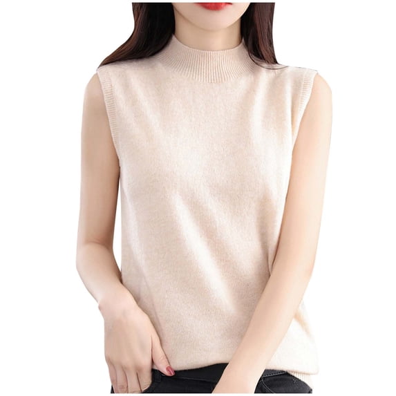Staron Women's Casual Solid Color Sleeveless Tank Top Round Neck Loose Comfy Basic Fashion Summer Vest, Beige M
