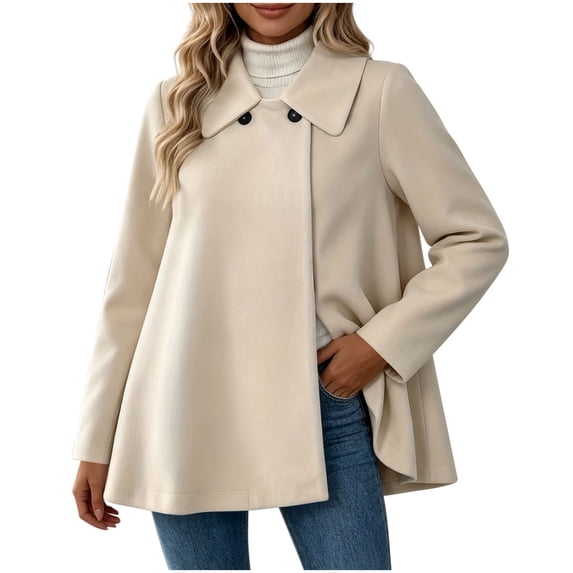 Staron Women's Fall Winter Jacket Casual Long Sleeve Button Collar Solid Lightweight Soft Loose Oversized Coat, Khaki XXL