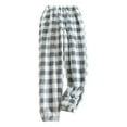 thumbnail image 1 of Staron Women's Flannel Pajama Pants with Elastic Waist and Pockets Casual Loose Fit Cuffed Ankle Plaid Lounge Pants for Home and Travel, Gray XL, 1 of 5