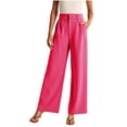 thumbnail image 1 of Staron Women's High Waist Wide Leg Pants Casual Suit Pants Solid Color Fashion Loose Fit Trousers, Hot Pink L, 1 of 6