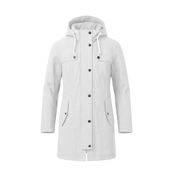 Staron Women's Hooded Jacket Waterproof Long Sleeve Lightweight Rain Jacket Hooded Windbreaker with Pockets for Outdoor White XXL