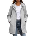 thumbnail image 1 of Staron Women's Hooded Rain Jacket Waterproof Windbreaker Lightweight Packable Outdoor Hiking Travel Casual Mid-Length Snap Button Zipper Coat Gray XXL, 1 of 7