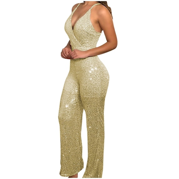 Staron Women's Jumpsuit Clubwear Sequin Playsuit Sleeveless Slim Fitting Stretchy Straps Vintage Glitter Party Night Out Cocktail Formal Dress, Silver L