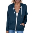 thumbnail image 1 of Staron Women's Lightweight Sun Protection Jacket Long Sleeve UPF Hooded Casual Zippered Front with Pockets Spring Summer Fall Beach Travel Outerwear, Navy S, 1 of 7