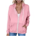 thumbnail image 1 of Staron Women's Lightweight Sun Protection Jacket Short Sleeve UPF Hooded Casual Zippered Front with Pockets Spring Summer Fall Beach Travel Outerwear, Pink M, 1 of 7