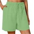 thumbnail image 1 of Staron Women's Linen Shorts Casual Elastic Waist Wide Leg Solid Color Comfortable Relaxed Lounge Bermuda Shorts, Mint Green S, 1 of 6