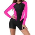 thumbnail image 1 of Staron Women's Long Sleeve Swimsuit Full Body Rash Guard Zipper Surfing Bathing Suit UV Protection Fitted Active Swimwear, Pink S, 1 of 7
