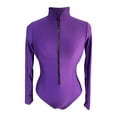 thumbnail image 1 of Staron Women's Long Sleeve Zip Front Swimsuit One Piece Bathing Suit Surfing Diving Beach Vacation Swimwear Modest Full Coverage Rash Guard, Purple XXL, 1 of 7
