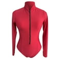thumbnail image 1 of Staron Women's Long Sleeve Zip Front Swimsuit One Piece Bathing Suit Surfing Diving Beach Vacation Swimwear Modest Full Coverage Rash Guard, Red S, 1 of 7