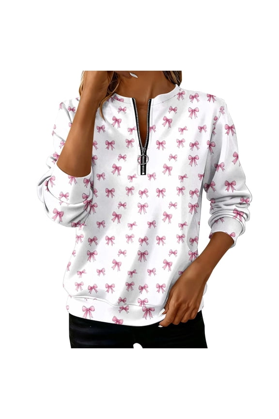 Women's Loose Sweatshirt Casual Long Sleeve Round Neck Funny Print Tunic Blouse Comfy Relaxed Fashion Top, S