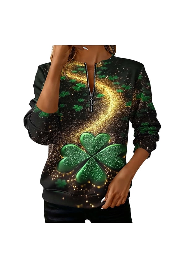 Women's Loose Sweatshirt Casual Long Sleeve Round Neck Funny Print Tunic Blouse Comfy Relaxed Fashion Top with Pockets, XL