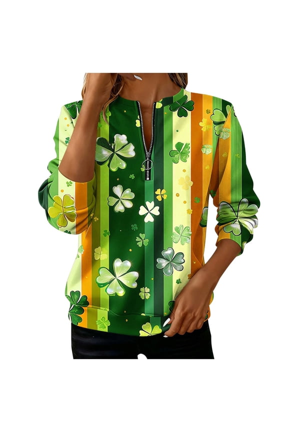 Women's Loose Sweatshirt Casual Long Sleeve Round Neck Tunic Blouse Funny Print Trendy Elegant Comfy Top for Spring Fall Winter, L