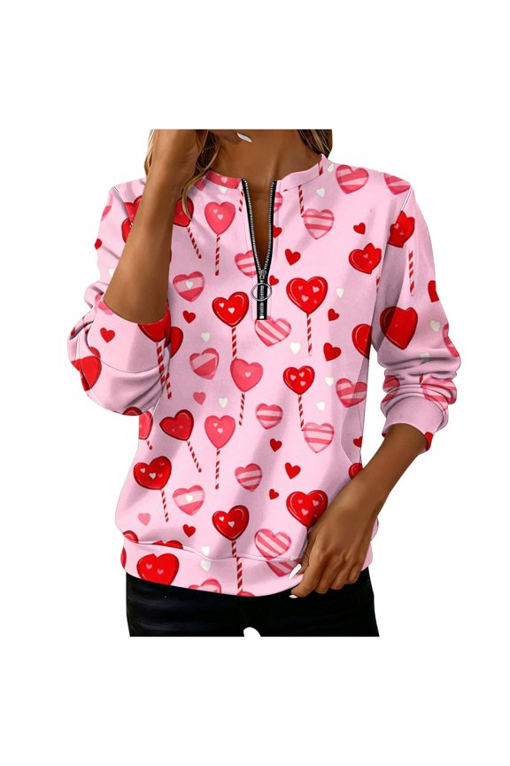 Women's Loose Sweatshirt Casual Long Sleeve Round Neck Tunic Blouse with Funny Print Fashion Comfy Relaxed Shirt for Spring Fall Winter, S