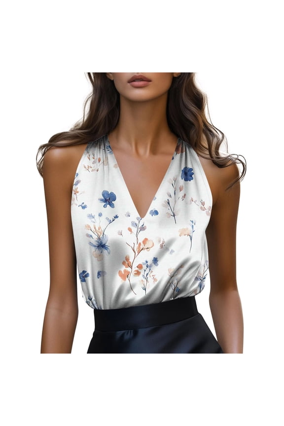 Women's Satin Camisole Elegant V Neck Spaghetti Strap Slip Top Casual Evening Wear Night Out Party Dressy Basic Tank, White M