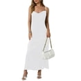 thumbnail image 1 of Staron Women's Satin Cowl Neck Spaghetti Strap Fitted Maxi Dress Elegant Formal Evening Cocktail Party Wedding Guest Long Gown, White S, 1 of 7