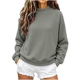 thumbnail image 1 of Staron Women's Sweater Knitted Ribbed Round Neck Long Sleeve Casual Comfy Pullover Tops Fall Winter Fashion Solid Knitwear Gray M, 1 of 7