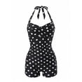 thumbnail image 1 of Staron Women's Swimsuits Vintage High Waisted One Piece Bathing Suit V Neck Adjustable Straps Ruffle Flounce Beach Pool Vacation Swimsuit, Black XL, 1 of 6