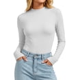 thumbnail image 1 of Staron Women's Tops Long Sleeve Solid Basic Casual Slim Crew Neck Lightweight Soft Fashion Tunic Tee Shirt, White XXL, 1 of 6