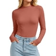 thumbnail image 1 of Staron Women's Tops Long Sleeve Solid Basic Casual Slim Crew Neck Lightweight Soft Fashion Tunic Tee Shirt, Wine S, 1 of 6